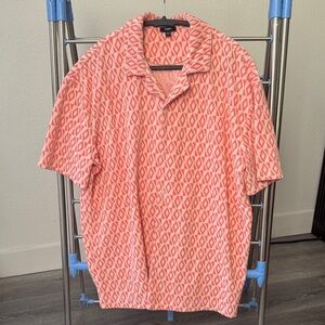 Express Men's Terrycloth Coral Geometric Shirt